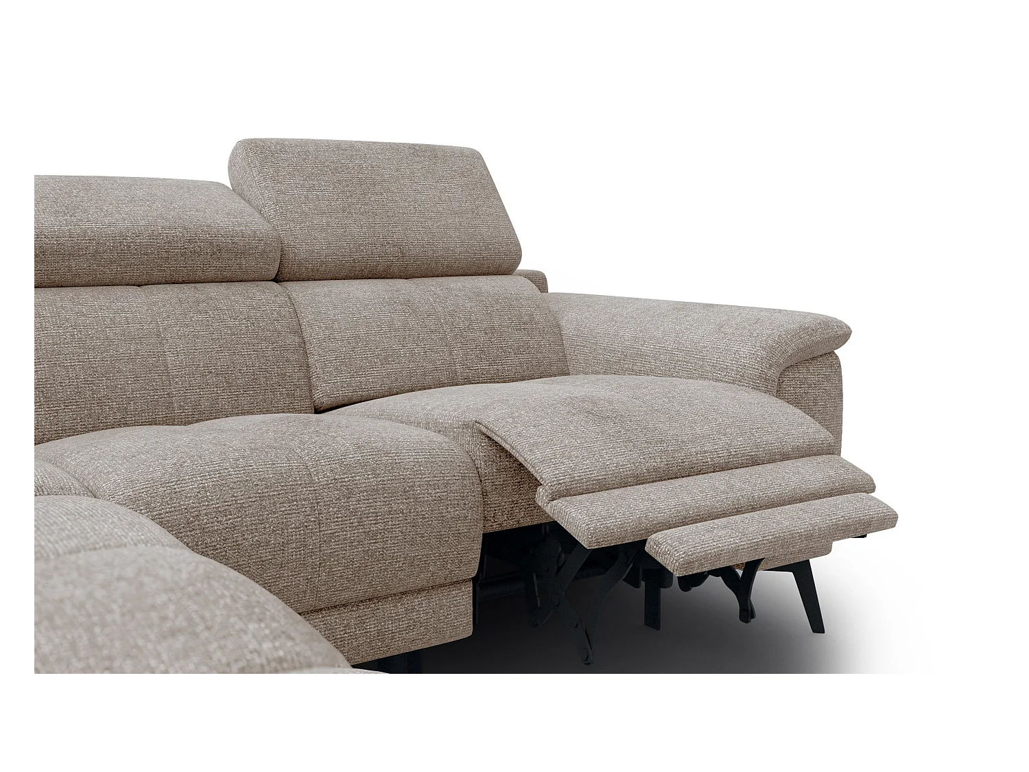 FIERO Ecksofa 4-Sitzer mit 1 Relaxfunktion und verstellbare Kopfstützen, taupe
