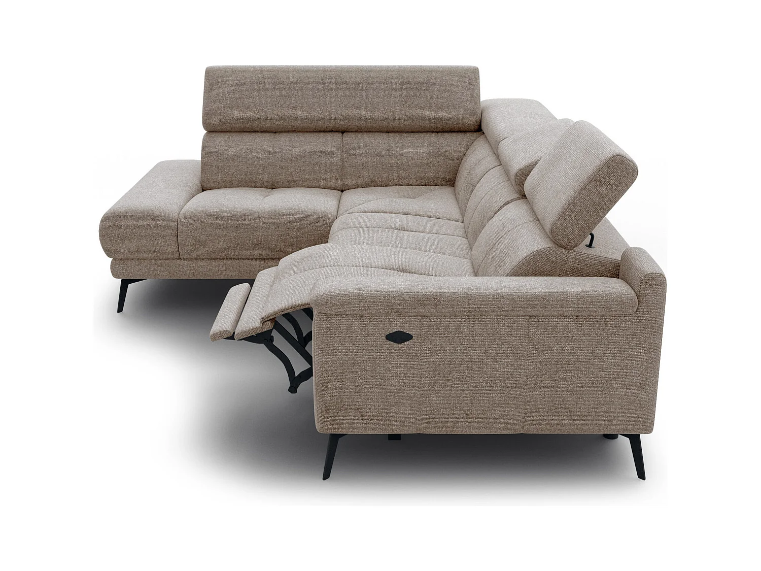 FIERO Ecksofa 4-Sitzer mit 1 Relaxfunktion und verstellbare Kopfstützen, taupe
