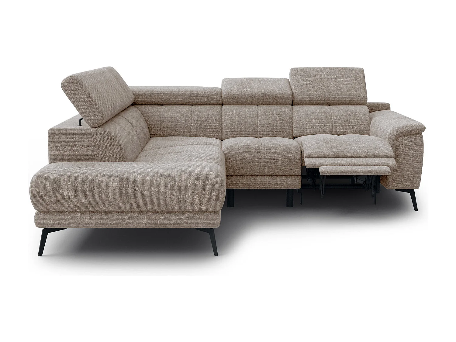 Canapé d'angle 4 places avec  1 relax électrique tissu taupe - FIERO