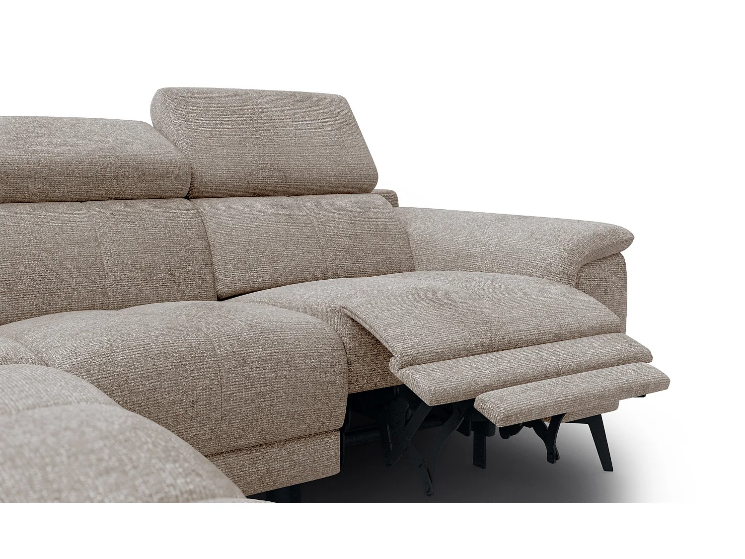 Canapé d'angle 4 places avec  1 relax électrique tissu taupe - FIERO