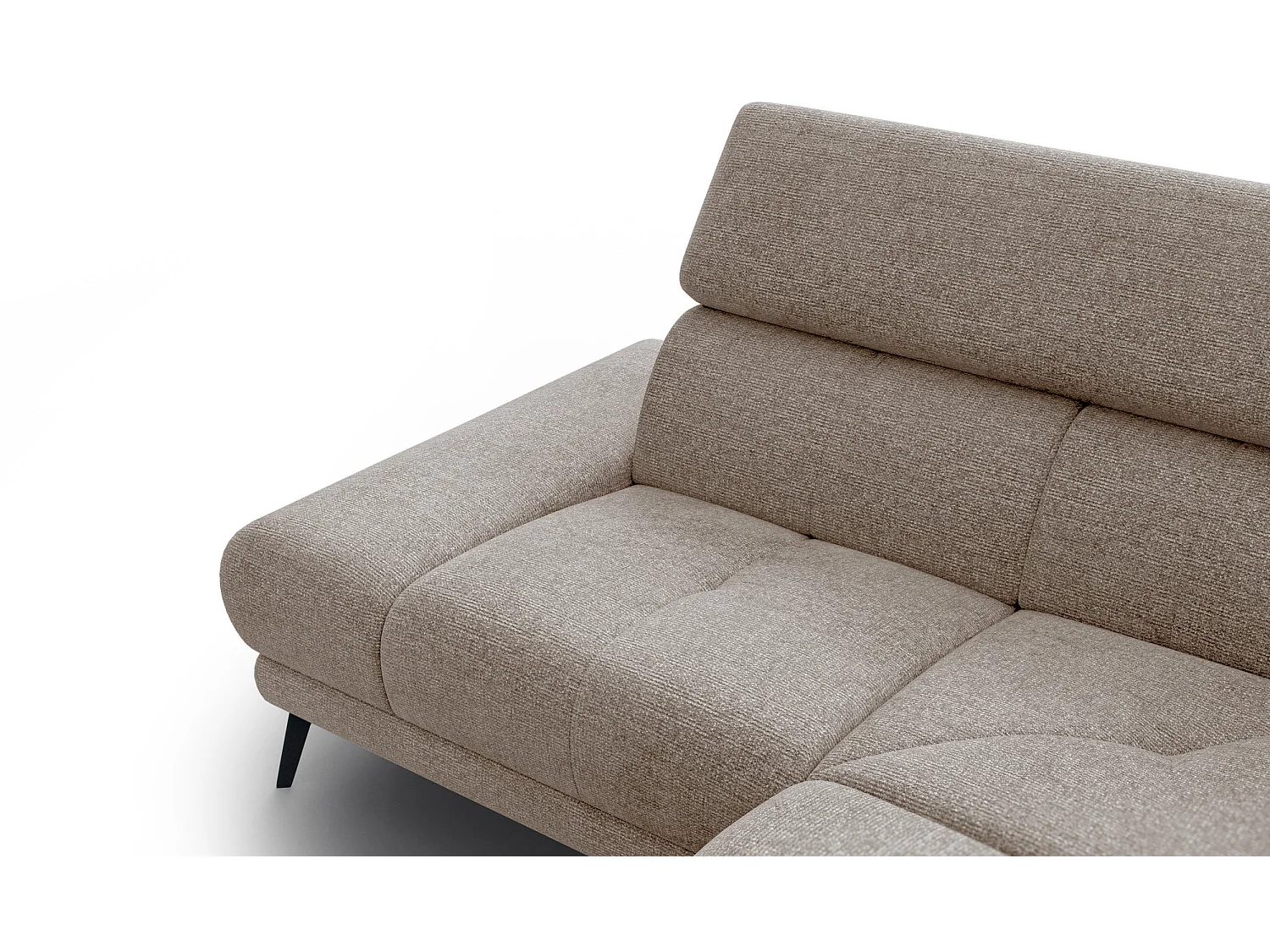 Canapé d'angle 4 places avec  1 relax électrique tissu taupe - FIERO