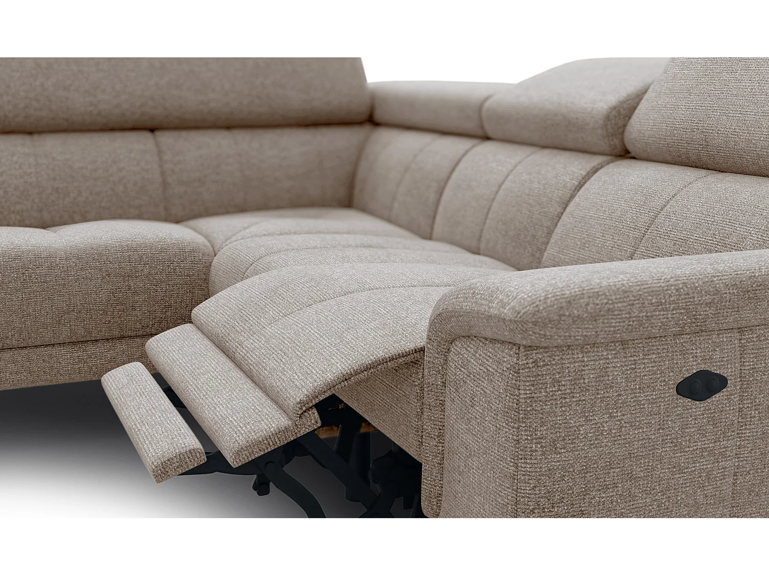 Canapé d'angle 4 places avec  1 relax électrique tissu taupe - FIERO