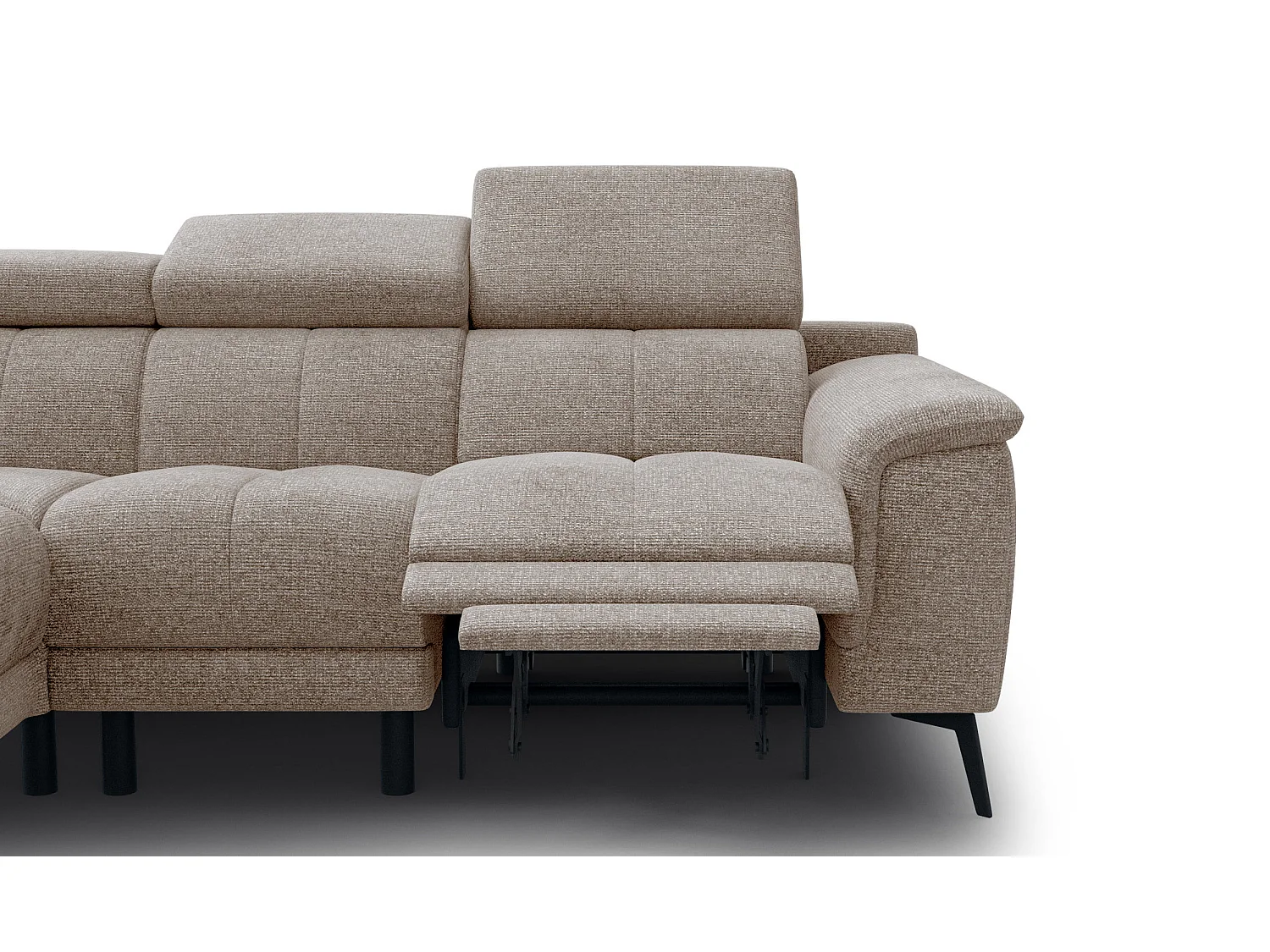 Canapé d'angle 4 places avec  1 relax électrique tissu taupe - FIERO