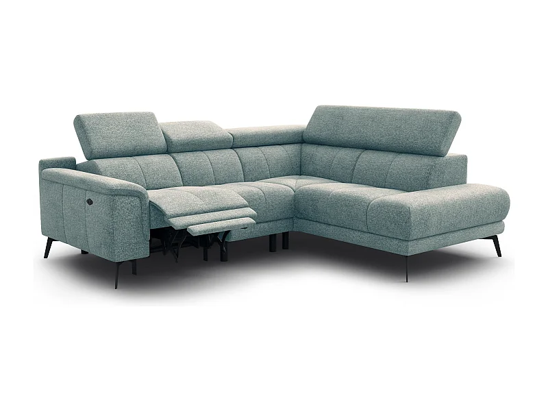 FIERO Ecksofa 4-Sitzer mit 1 Relaxfunktion und verstellbare Kopfstützen, mint