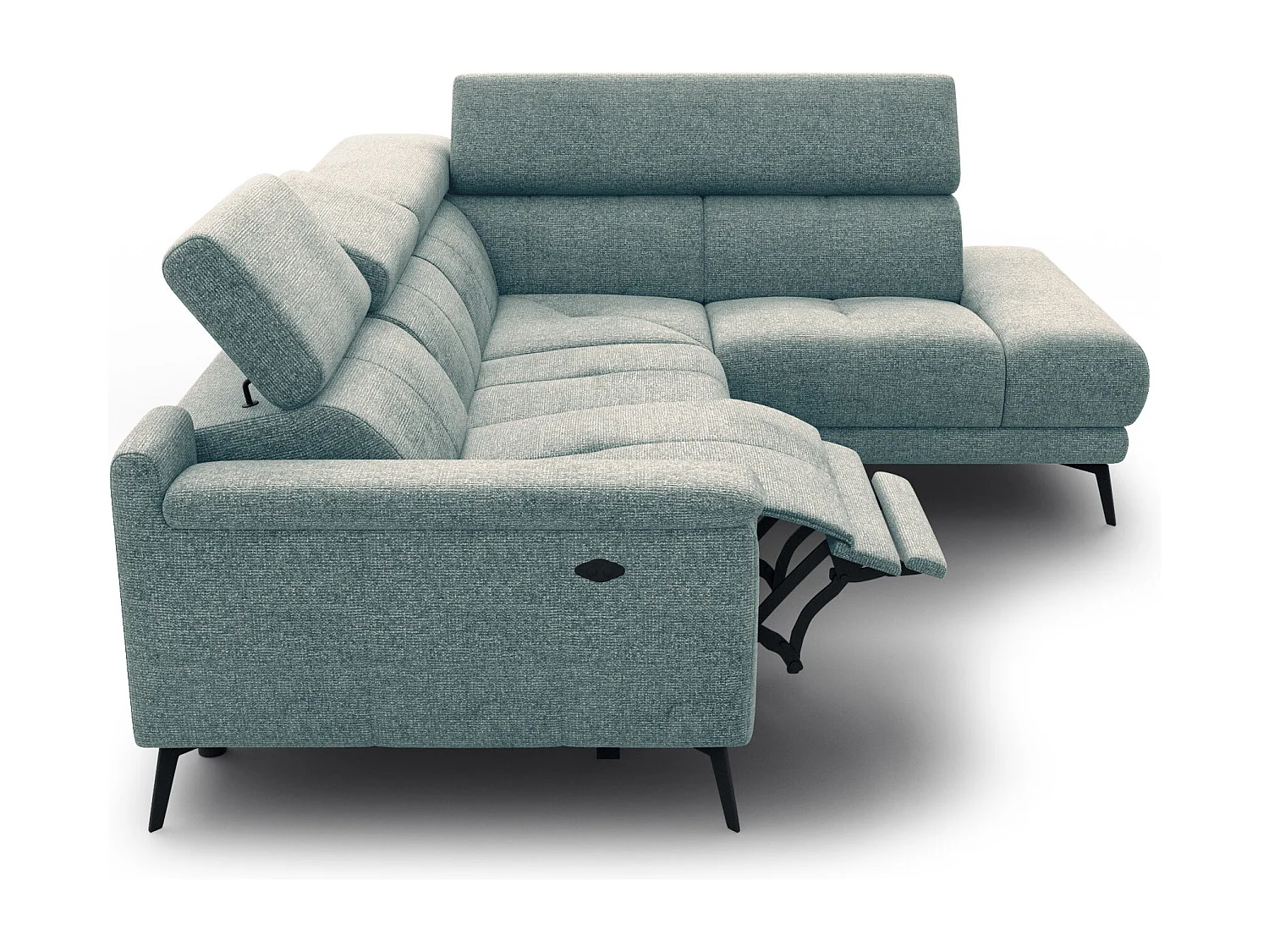 Canapé d'angle 4 places avec  1 relax électrique tissu menthe - FIERO