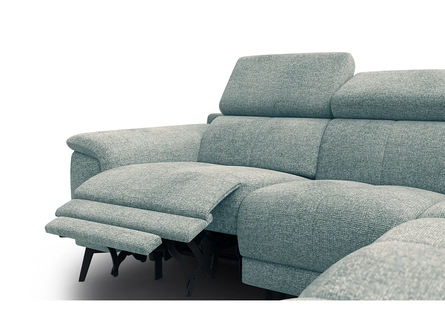 Canapé d'angle 4 places avec  1 relax électrique tissu menthe - FIERO