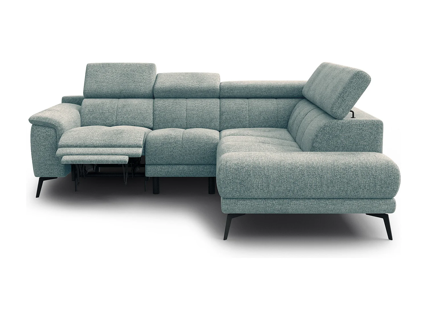 FIERO Ecksofa 4-Sitzer mit 1 Relaxfunktion und verstellbare Kopfstützen, mint