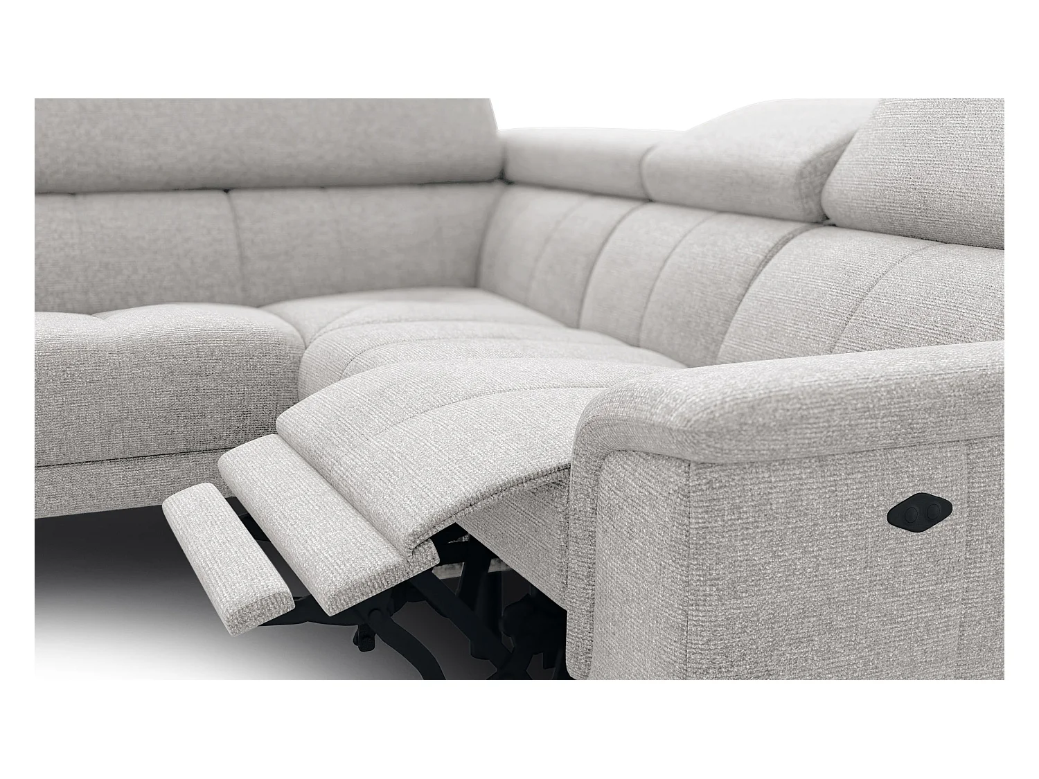 FIERO Ecksofa 4-Sitzer mit 1 Relaxfunktion und verstellbare Kopfstützen, creme