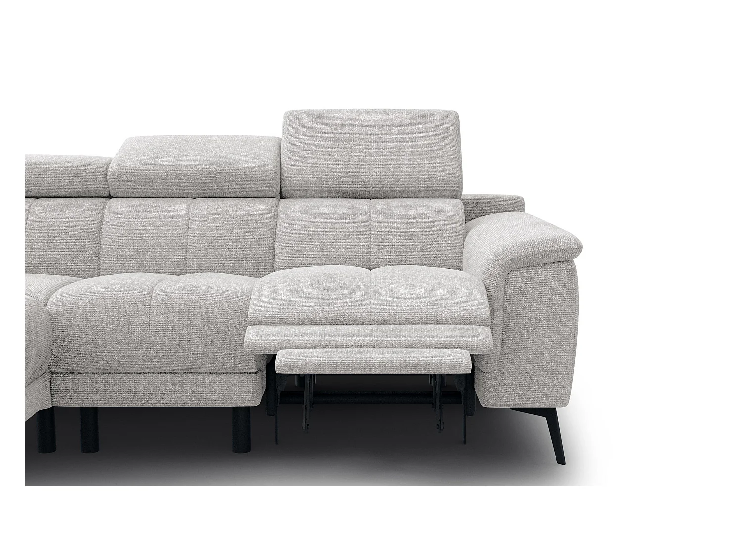 FIERO Ecksofa 4-Sitzer mit 1 Relaxfunktion und verstellbare Kopfstützen, creme