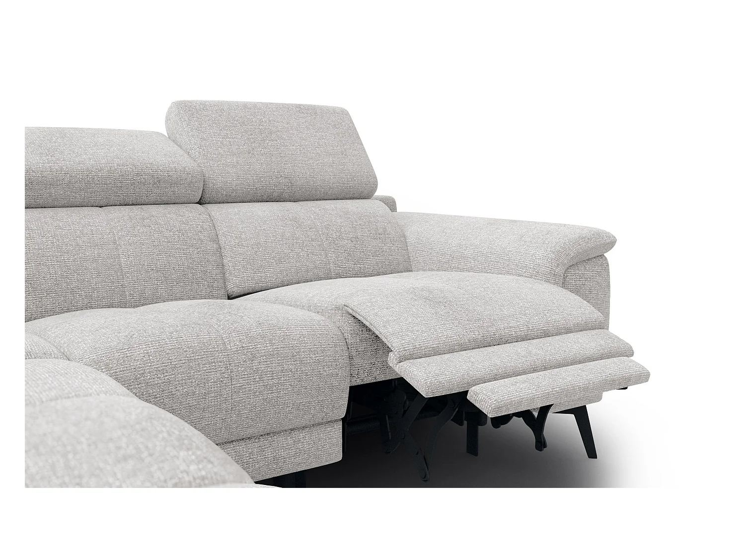 FIERO Ecksofa 4-Sitzer mit 1 Relaxfunktion und verstellbare Kopfstützen, creme