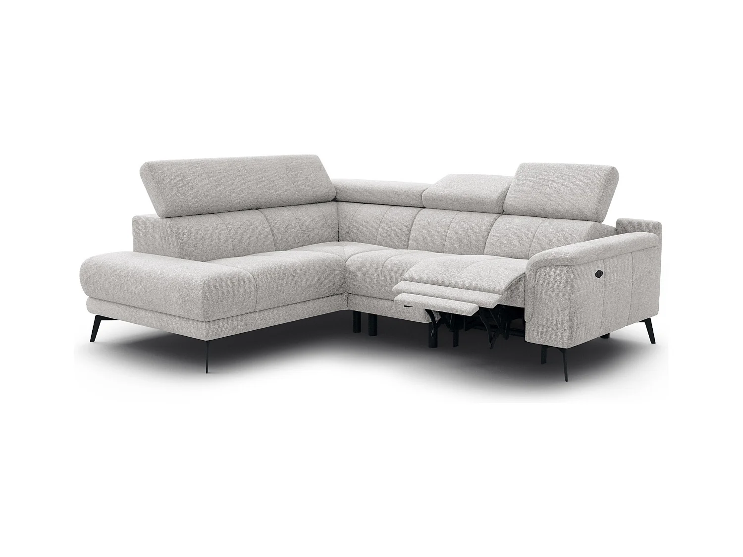 Canapé d'angle 4 places avec  1 relax électrique tissu crème - FIERO