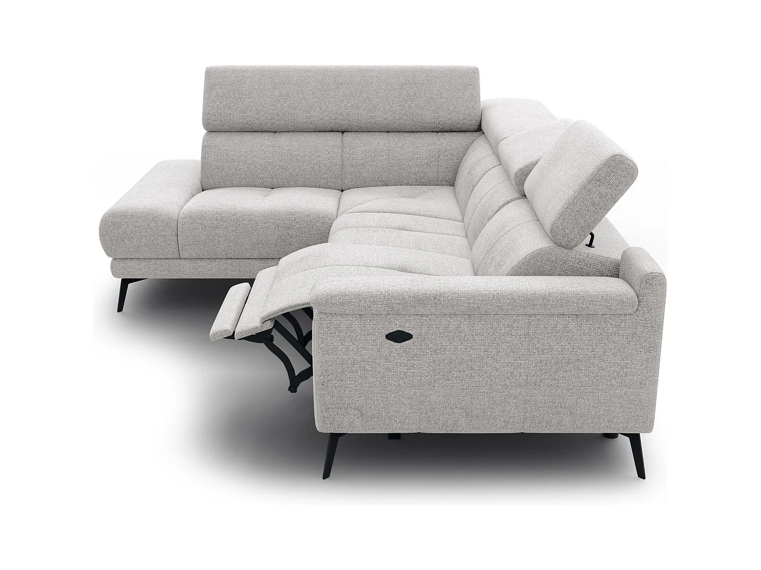 Canapé d'angle 4 places avec  1 relax électrique tissu crème - FIERO