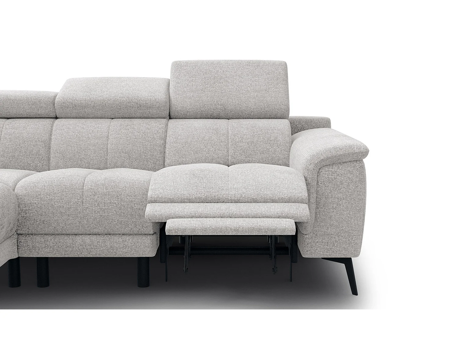 Canapé d'angle 4 places avec  1 relax électrique tissu crème - FIERO