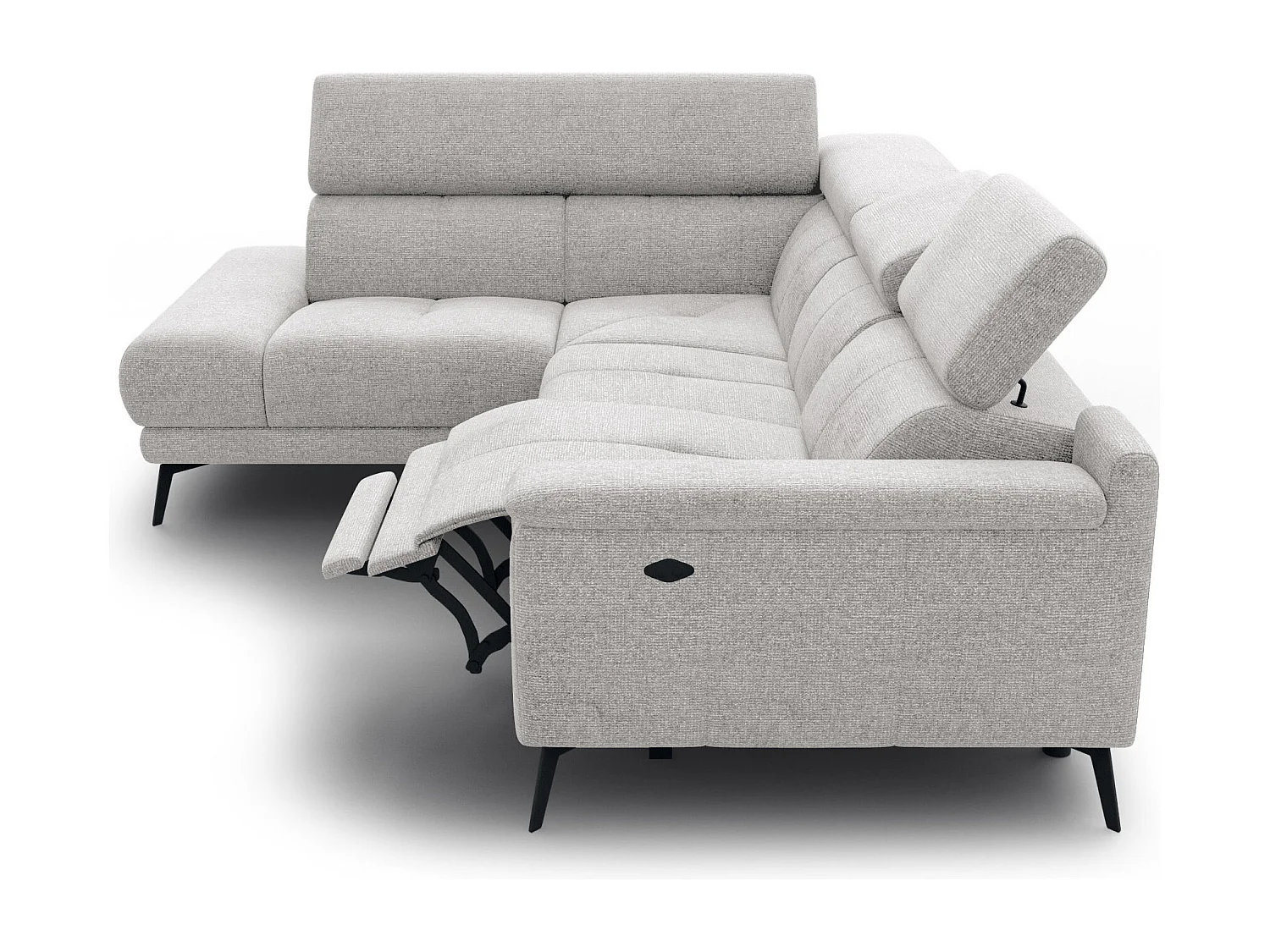 Canapé d'angle 4 places avec  1 relax électrique tissu crème - FIERO