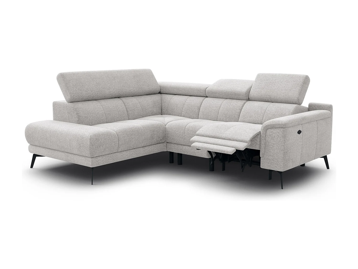 FIERO Ecksofa 4-Sitzer mit 1 Relaxfunktion und verstellbare Kopfstützen, creme