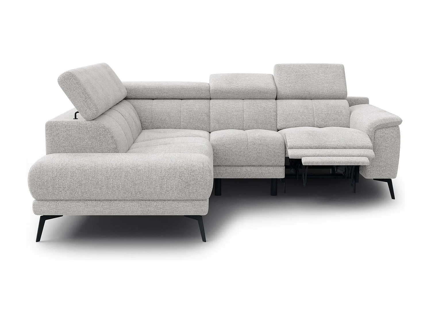 FIERO Ecksofa 4-Sitzer mit 1 Relaxfunktion und verstellbare Kopfstützen, creme