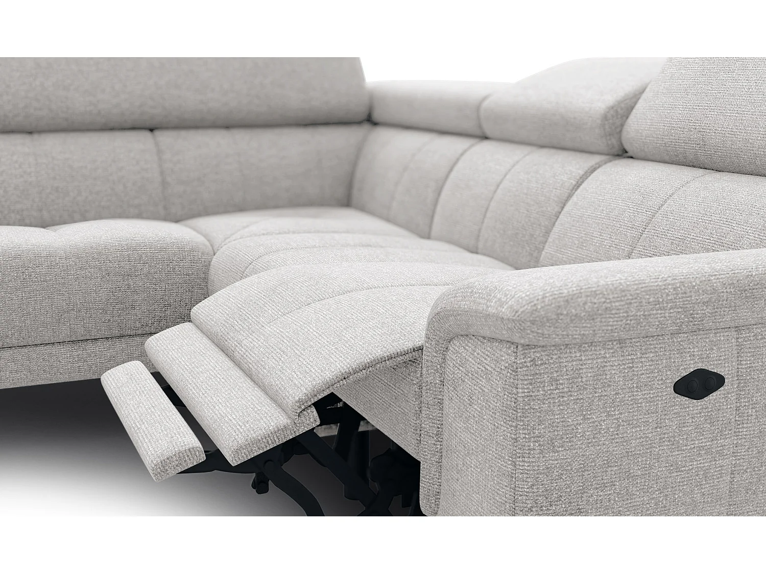 FIERO Ecksofa 4-Sitzer mit 1 Relaxfunktion und verstellbare Kopfstützen, creme