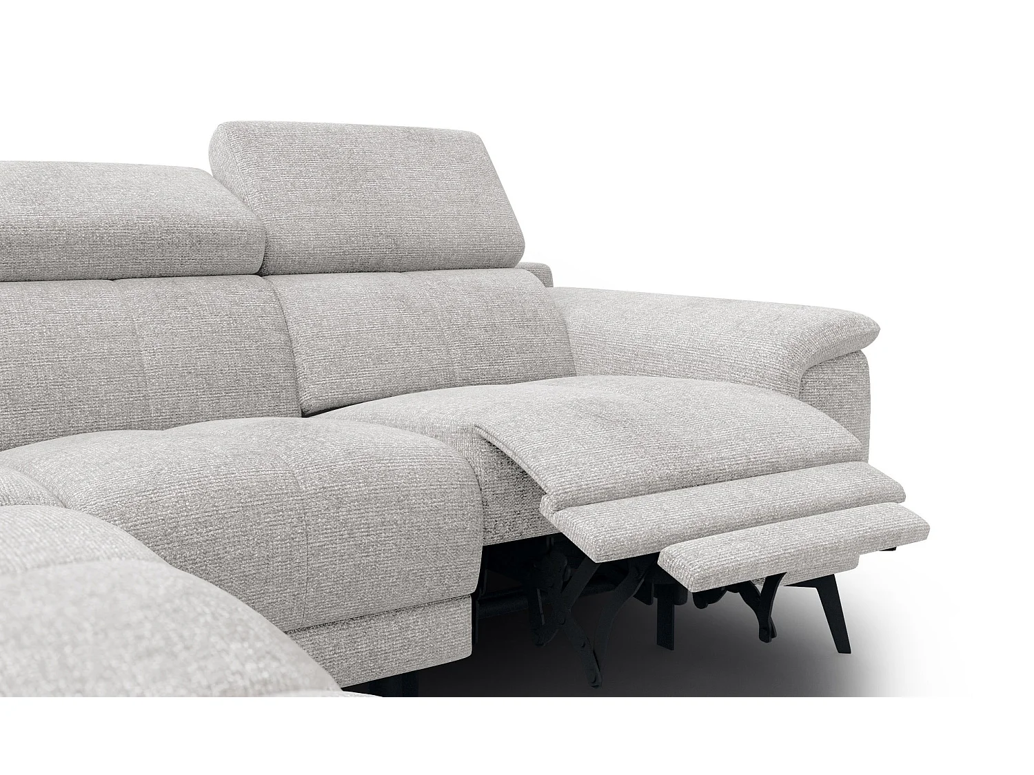 FIERO Ecksofa 4-Sitzer mit 1 Relaxfunktion und verstellbare Kopfstützen, creme