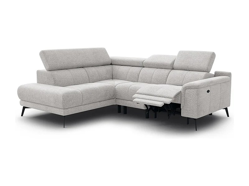 FIERO Ecksofa 4-Sitzer mit 1 Relaxfunktion und verstellbare Kopfstützen, creme