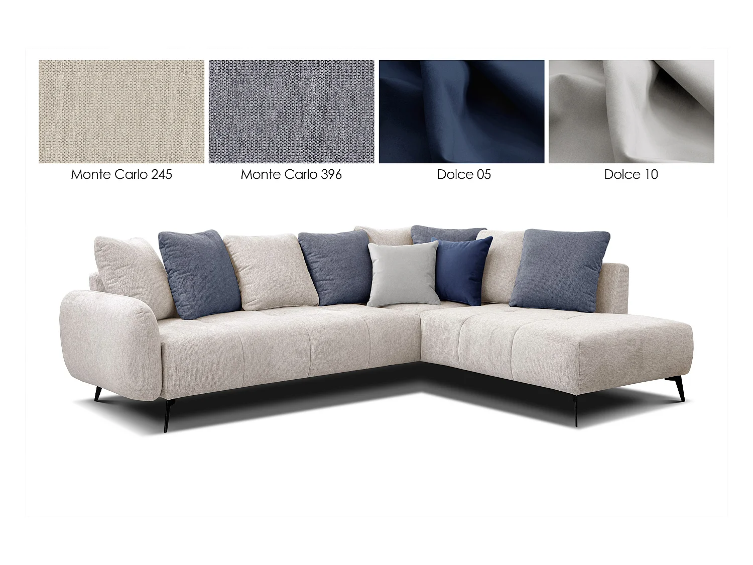 EVENTO Ecksofa 5-Sitzer rechts, creme