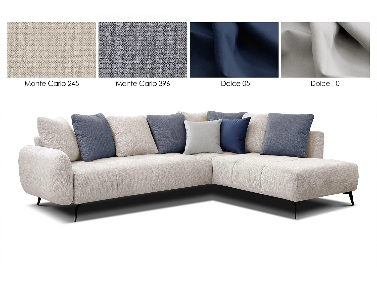 EVENTO Ecksofa 5-Sitzer rechts, creme