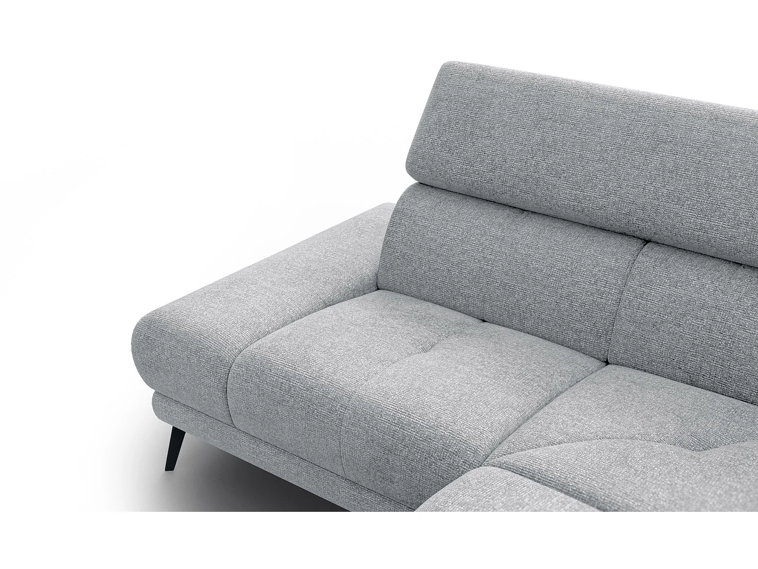 Canapé d'angle 4 places avec  1 relax électrique tissu gris argenté - FIERO