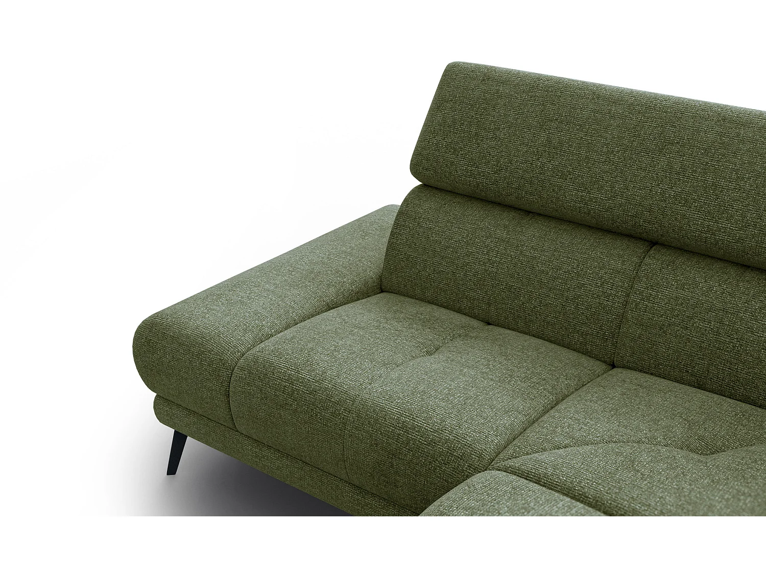 FIERO Ecksofa 4-Sitzer mit 1 Relaxfunktion und verstellbare Kopfstützen, olive