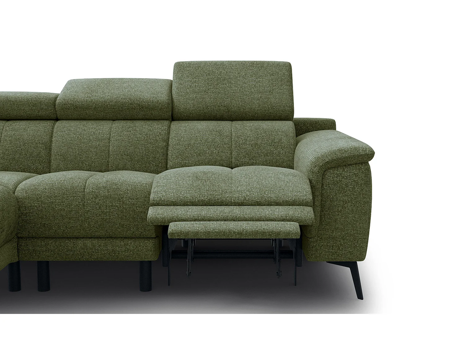 Canapé d'angle 4 places avec  1 relax électrique tissu olive - FIERO