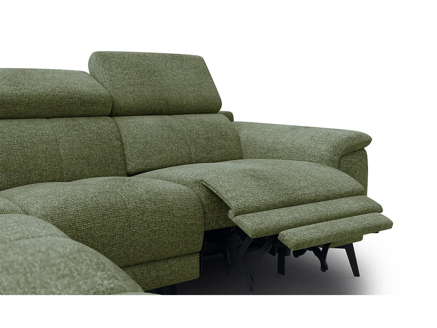 Canapé d'angle 4 places avec  1 relax électrique tissu olive - FIERO