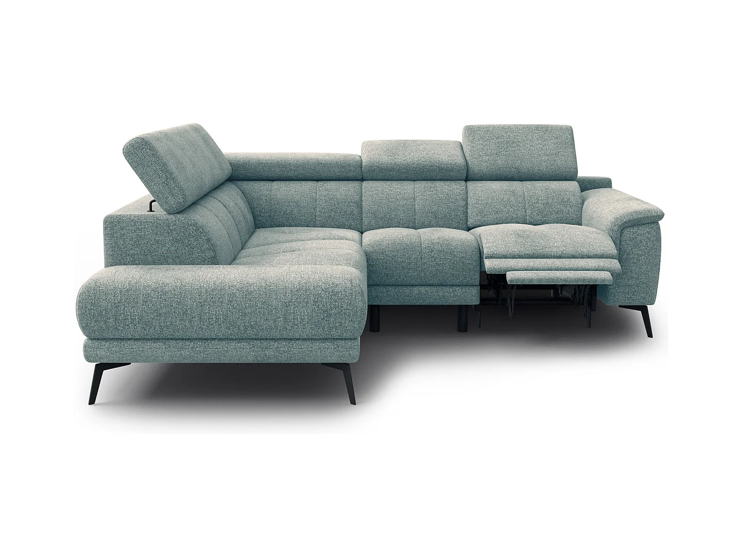 FIERO Ecksofa 4-Sitzer mit 1 Relaxfunktion und verstellbare Kopfstützen, mint