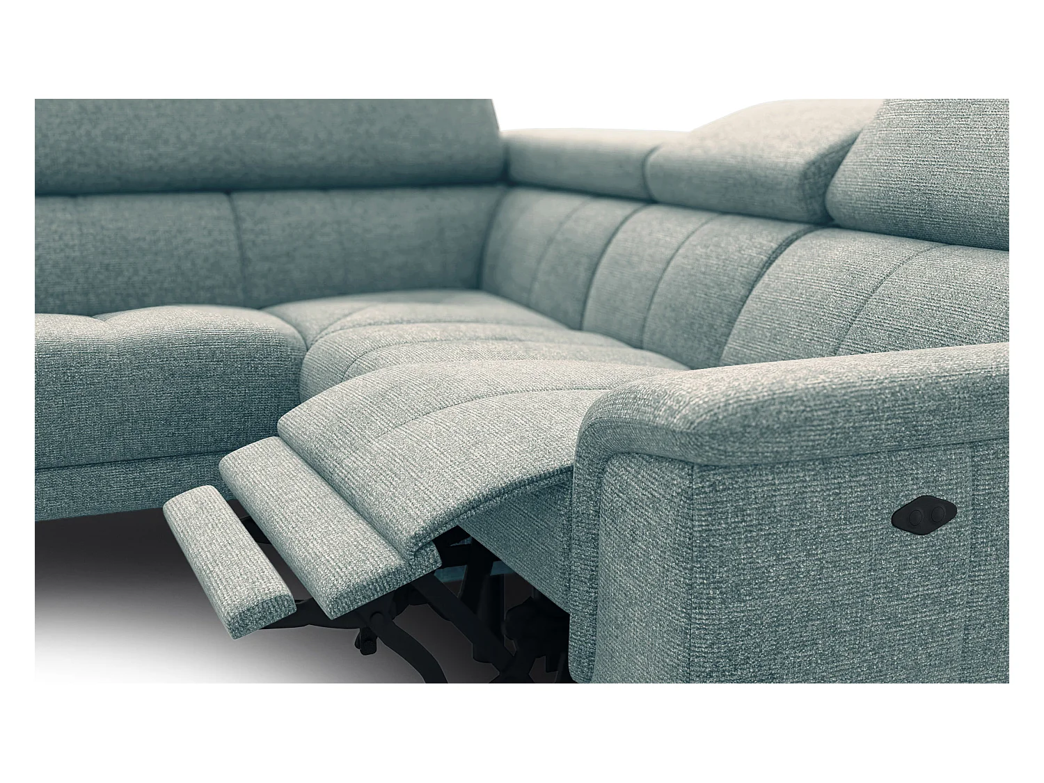 FIERO Ecksofa 4-Sitzer mit 1 Relaxfunktion und verstellbare Kopfstützen, mint