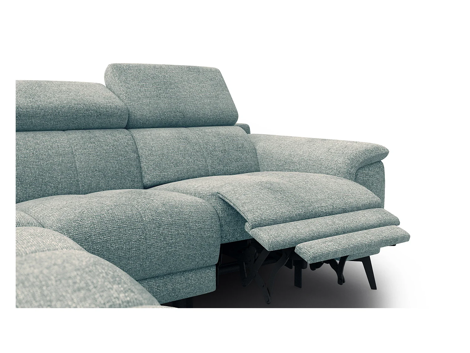 FIERO Ecksofa 4-Sitzer mit 1 Relaxfunktion und verstellbare Kopfstützen, mint
