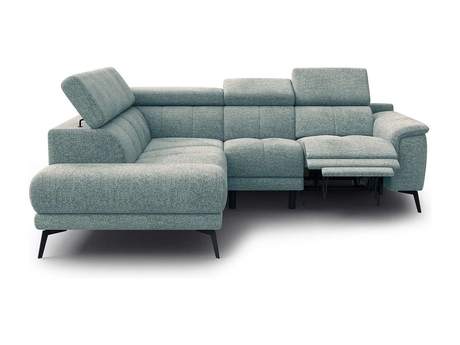 Canapé d'angle 4 places avec  1 relax électrique tissu menthe - FIERO