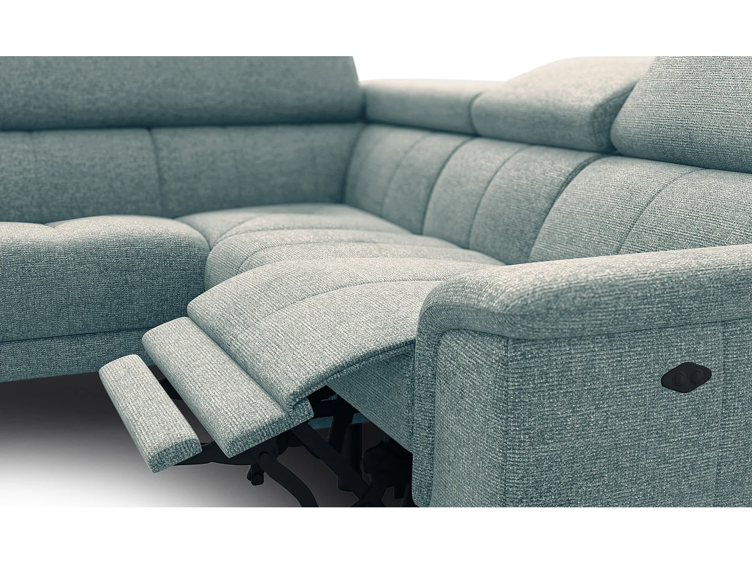 Canapé d'angle 4 places avec  1 relax électrique tissu menthe - FIERO