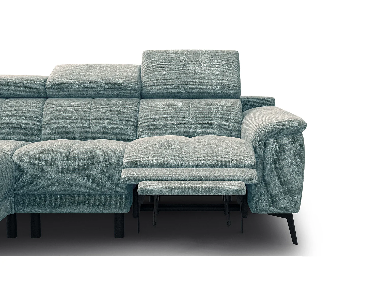 Canapé d'angle 4 places avec  1 relax électrique tissu menthe - FIERO