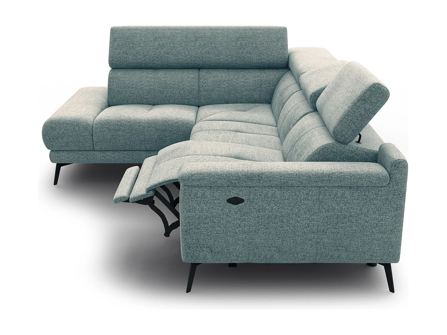 Canapé d'angle 4 places avec  1 relax électrique tissu menthe - FIERO