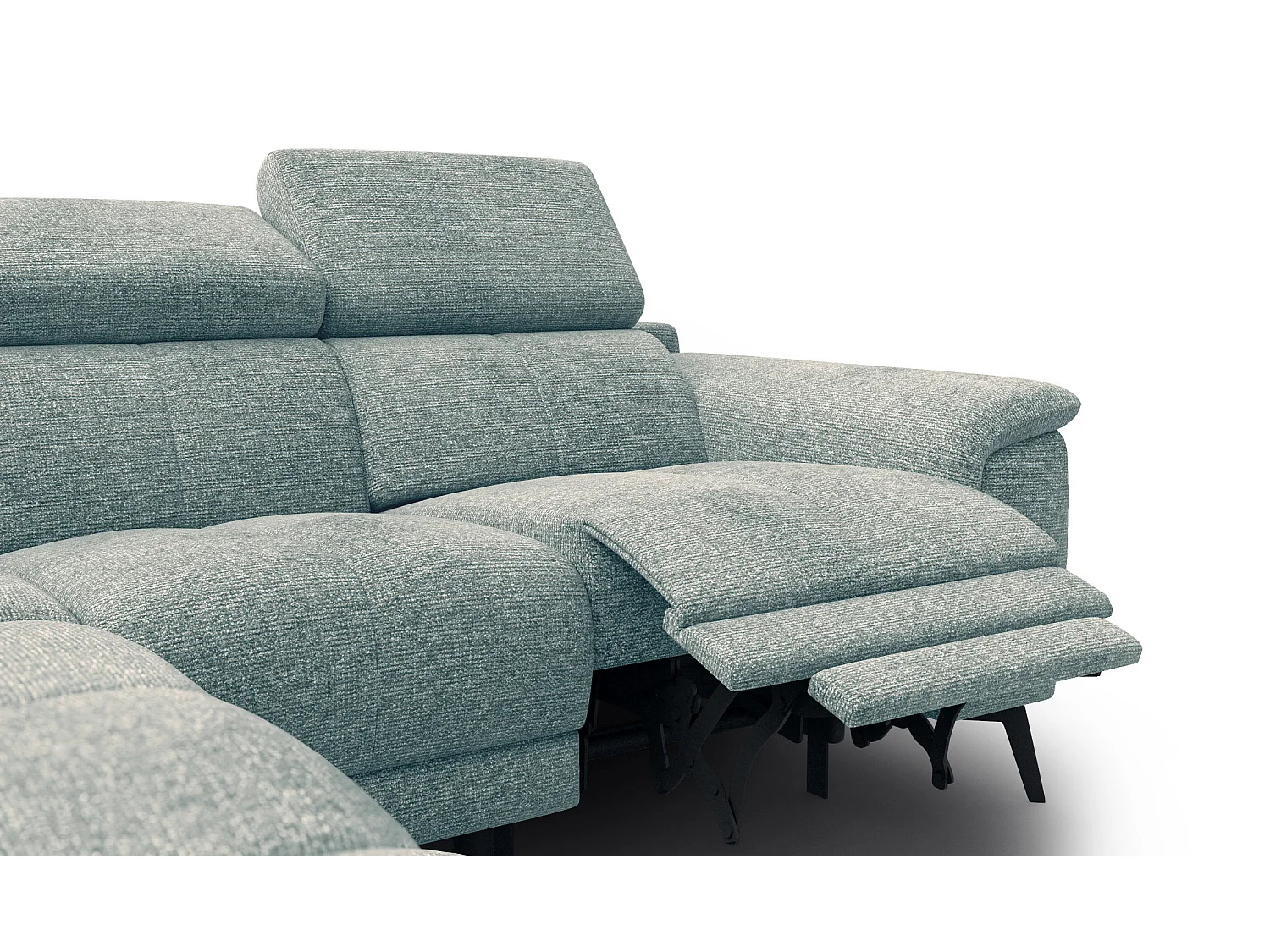 Canapé d'angle 4 places avec  1 relax électrique tissu menthe - FIERO