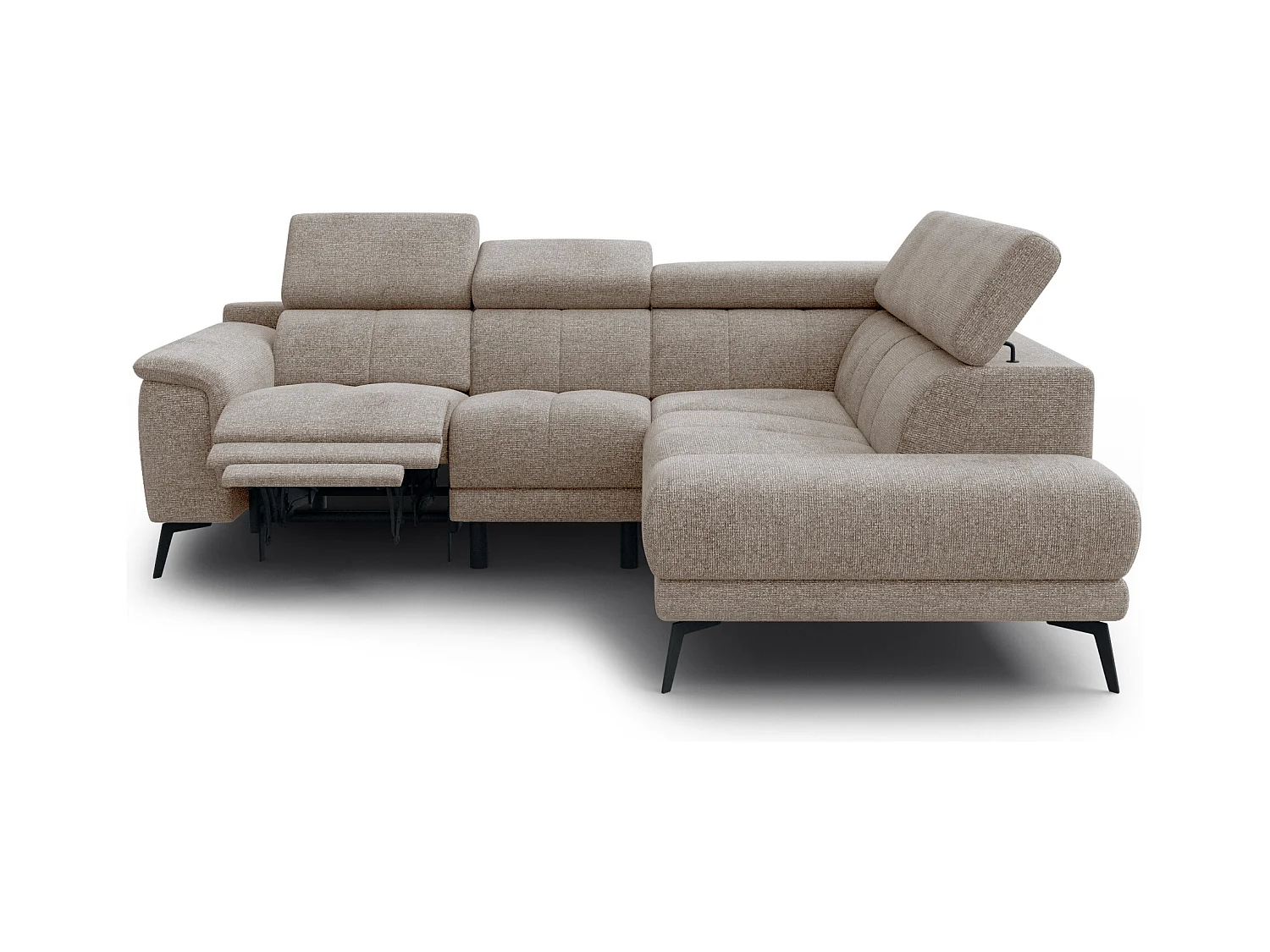 Canapé d'angle 4 places avec  1 relax électrique tissu taupe - FIERO