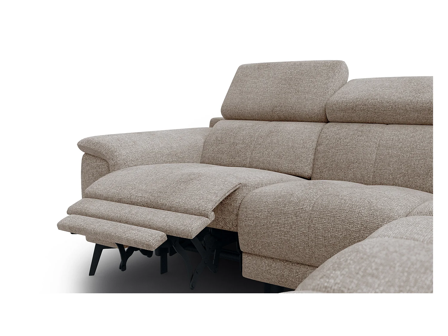 Canapé d'angle 4 places avec  1 relax électrique tissu taupe - FIERO