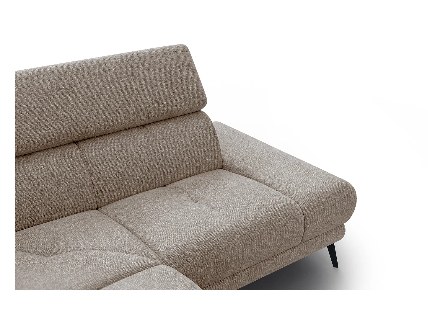 Canapé d'angle 4 places avec  1 relax électrique tissu taupe - FIERO