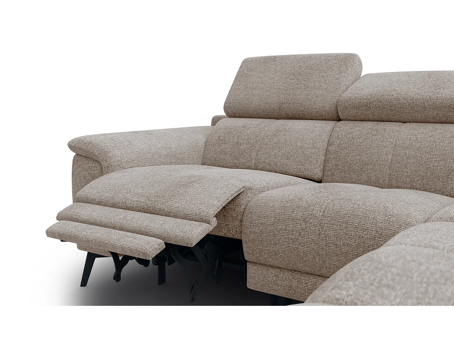 Canapé d'angle 4 places avec  1 relax électrique tissu taupe - FIERO