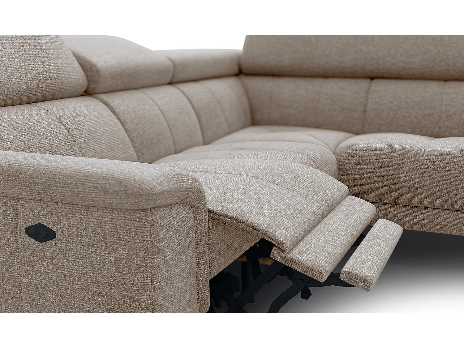 Canapé d'angle 4 places avec  1 relax électrique tissu taupe - FIERO