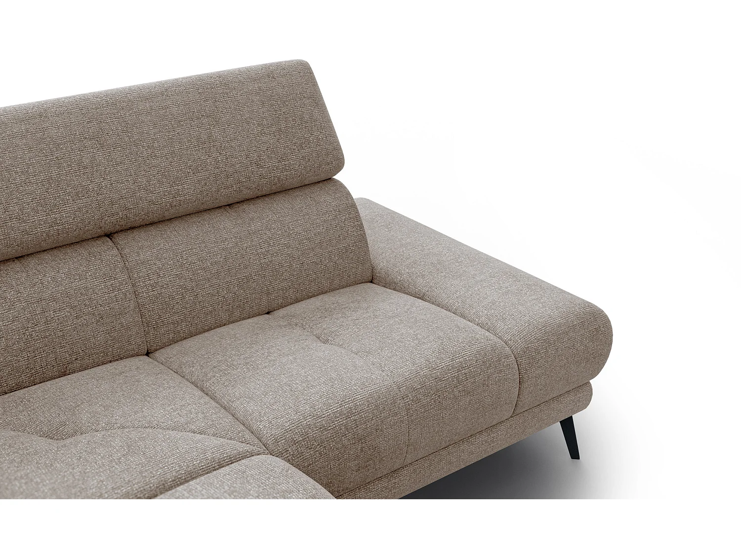 Canapé d'angle 4 places avec  1 relax électrique tissu taupe - FIERO