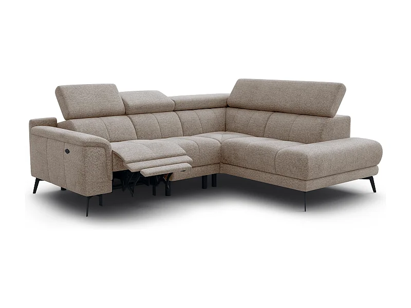 Ecksofa FIERO 4-Sitzer mit 1 Relaxfunktion und verstellbare Kopfstützen, taupe