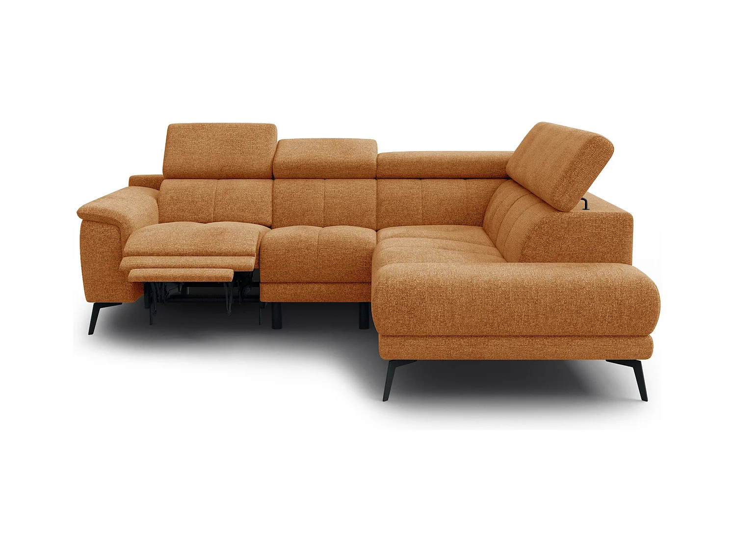 Canapé d'angle 4 places avec  1 relax électrique tissu orange - FIERO