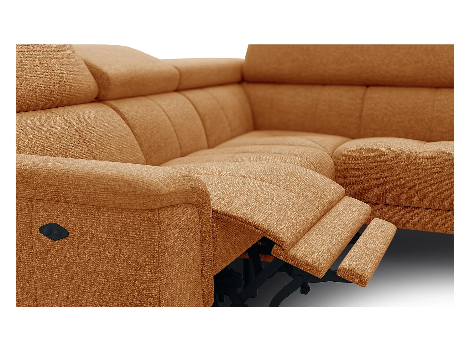Canapé d'angle 4 places avec  1 relax électrique tissu orange - FIERO