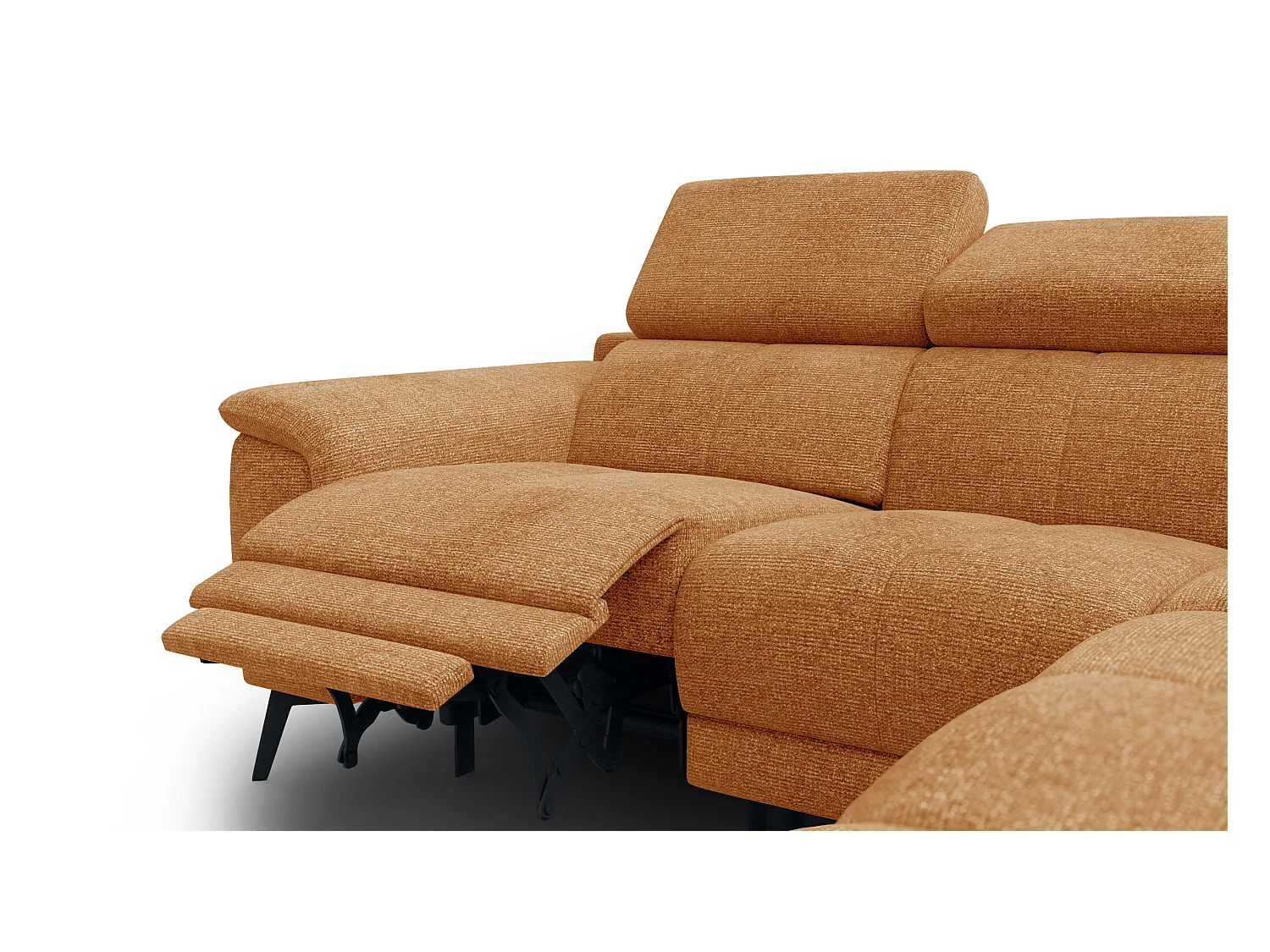 Canapé d'angle 4 places avec  1 relax électrique tissu orange - FIERO