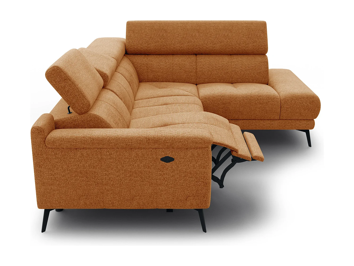Canapé d'angle 4 places avec  1 relax électrique tissu orange - FIERO