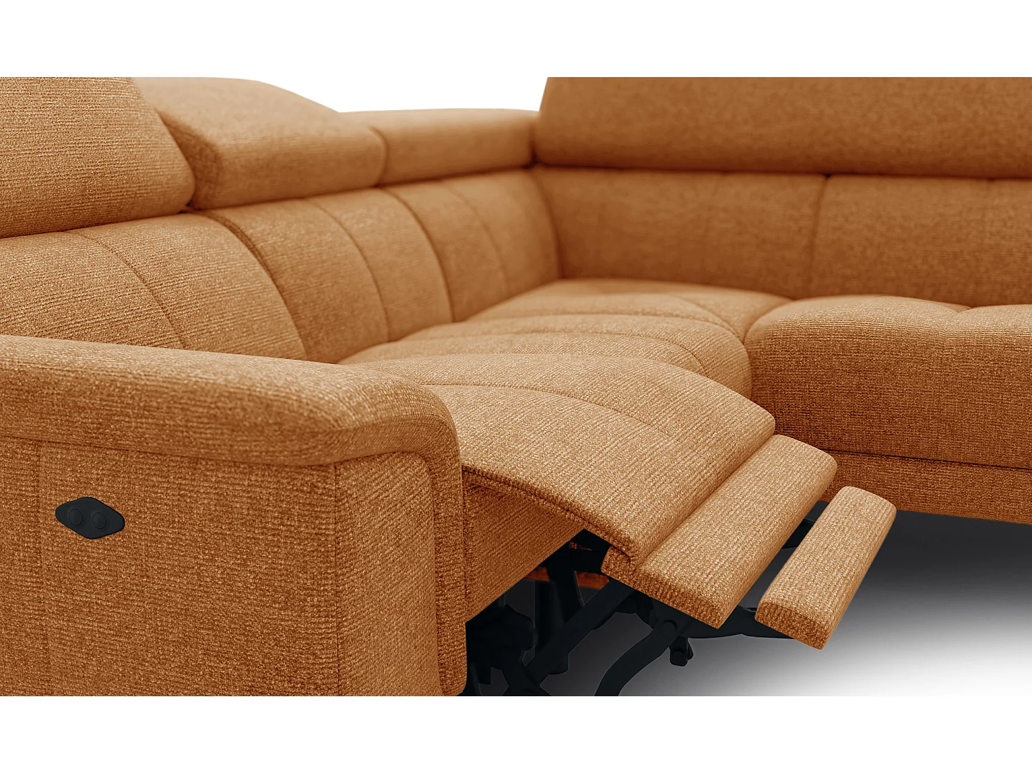 Canapé d'angle 4 places avec  1 relax électrique tissu orange - FIERO