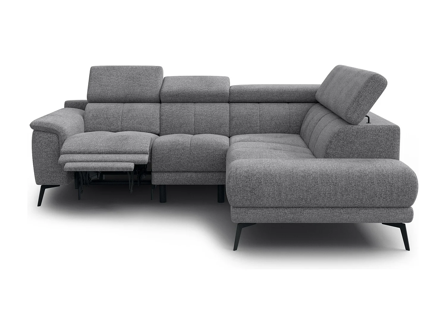 FIERO Ecksofa 4-Sitzer mit 1 Relaxfunktion und verstellbare Kopfstützen, grau